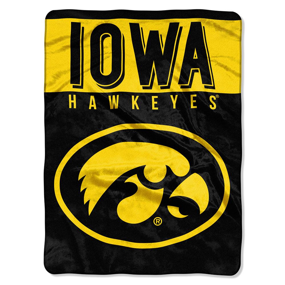 Iowa Hawkeyes Ncaa Royal Plush Raschel Blanket (basic Series) (60x80)