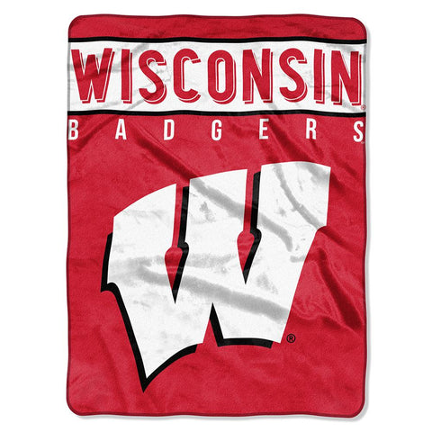 Wisconsin Badgers Ncaa Royal Plush Raschel Blanket (basic Series) (60x80)
