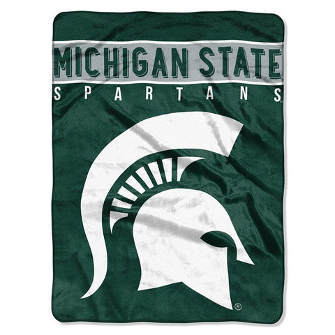 Michigan State Spartans Ncaa Royal Plush Raschel Blanket (basic Series) (60x80)