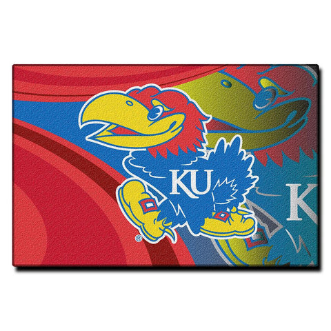 Kansas Jayhawks Ncaa Tufted Rug (cosmic Series) (59"x39")