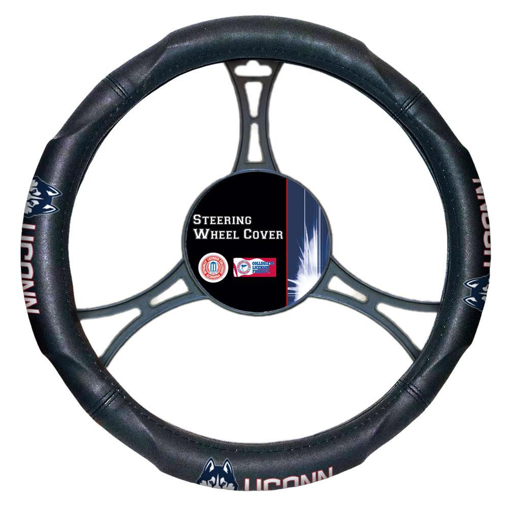 Connecticut Huskies Ncaa Steering Wheel Cover (14.5" To 15.5")