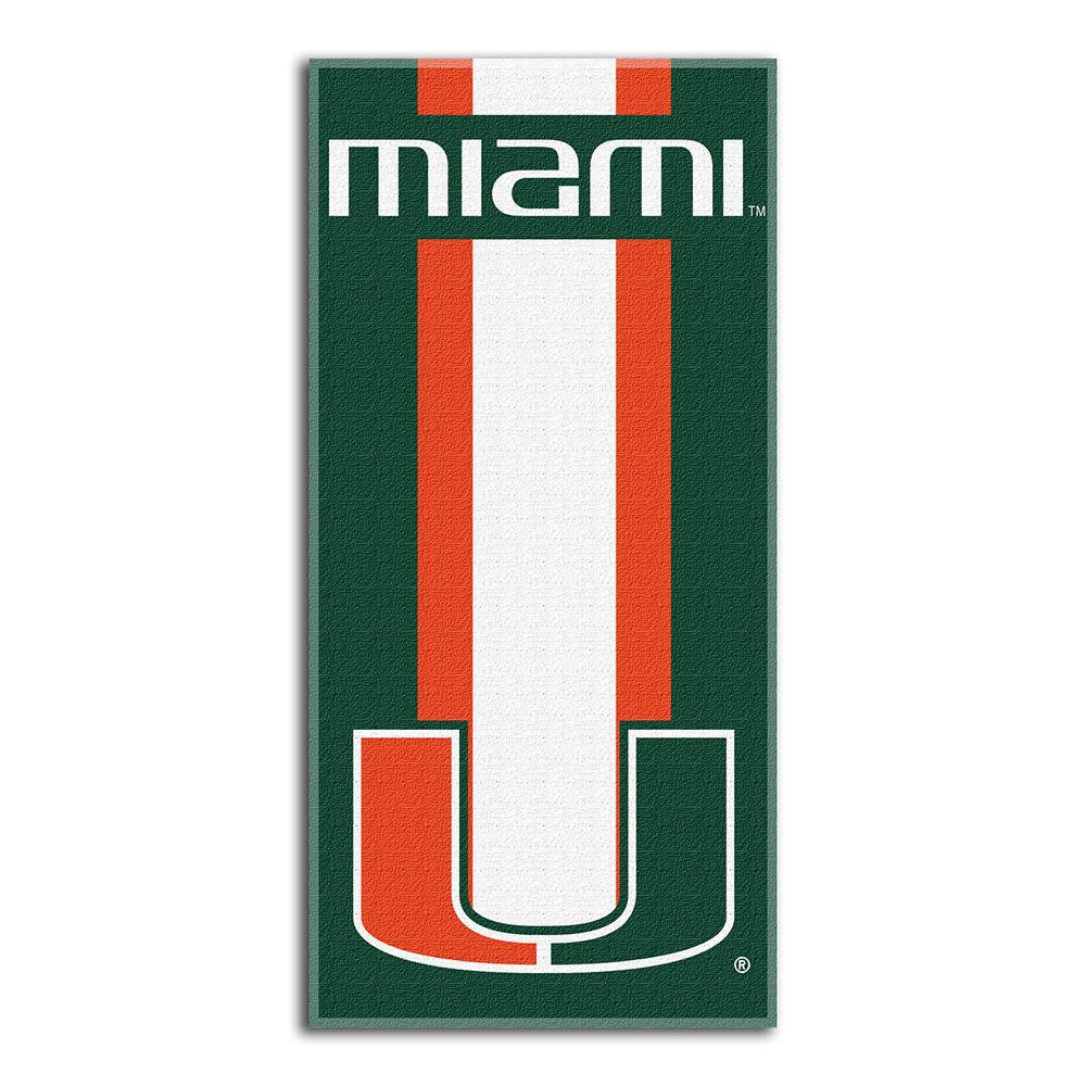 Miami Hurricanes Ncaa Zone Read Cotton Beach Towel (30in X 60in)