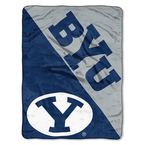 Brigham Young Cougars Ncaa Micro Raschel Blanket (two Tone Series) (48"x60")