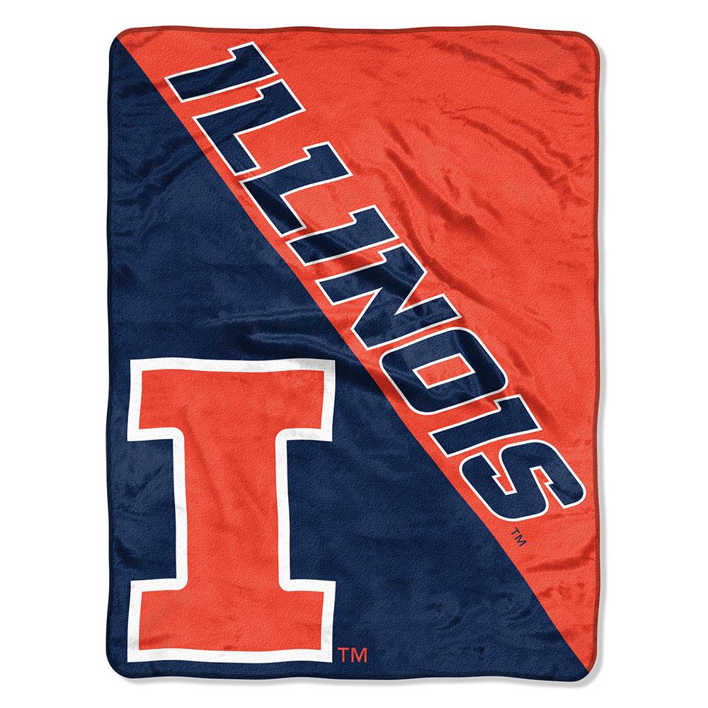 Illinois Fighting Illini Ncaa Micro Raschel Blanket (two Tone Series) (48"x60")