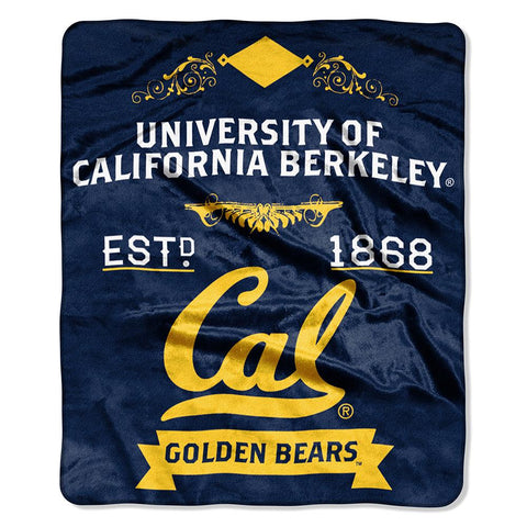 Cal Golden Bears Ncaa Royal Plush Raschel Blanket (label Series) (50"x60")