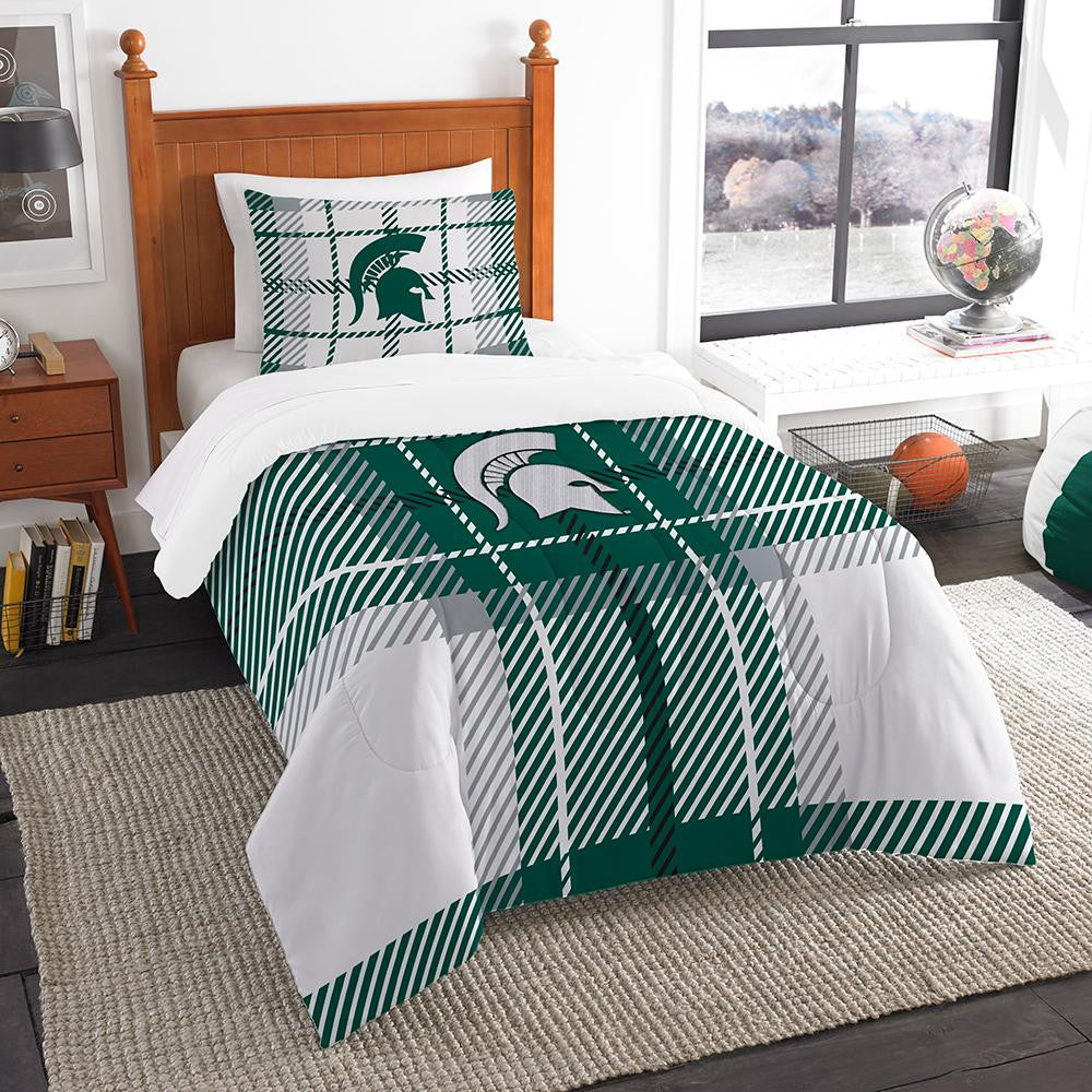 Michigan State Spartans Ncaa Twin Comforter Set (soft & Cozy) (64" X 86")