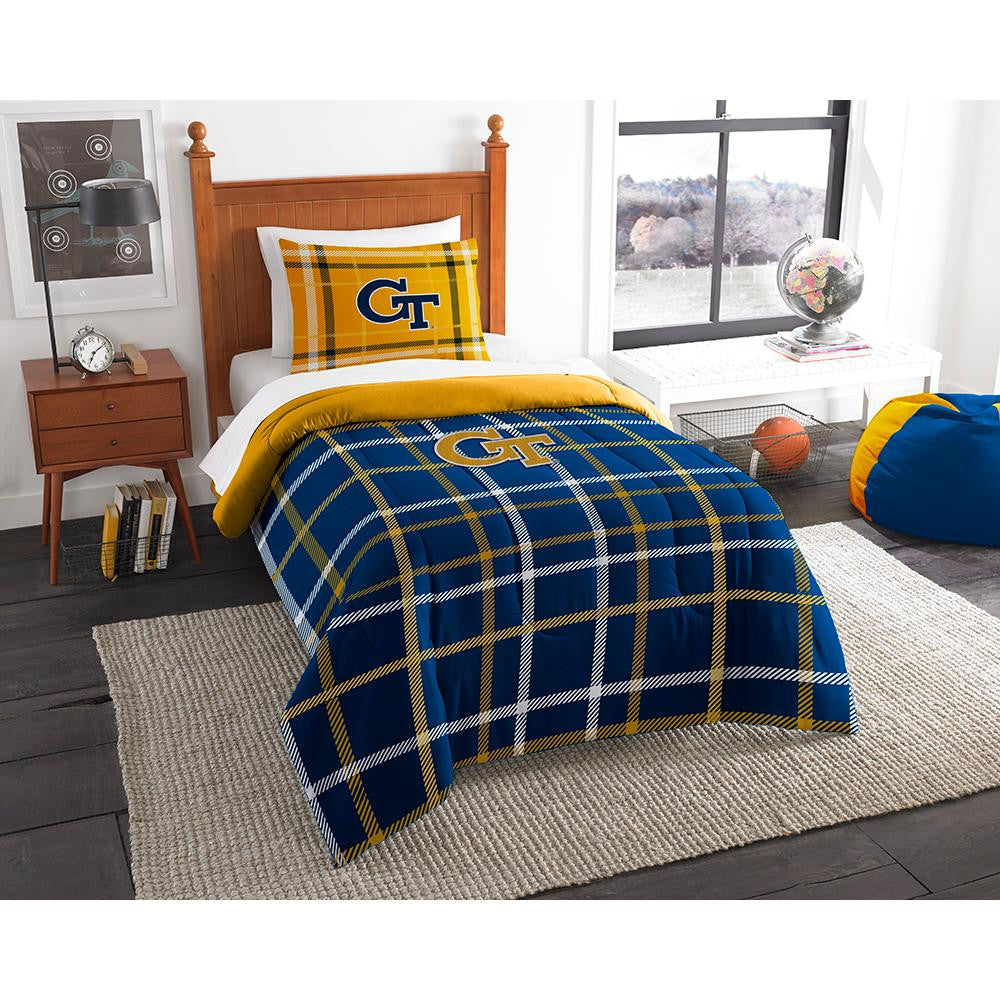 Georgia Tech Yellowjackets Ncaa Twin Comforter Set (soft & Cozy) (64" X 86")