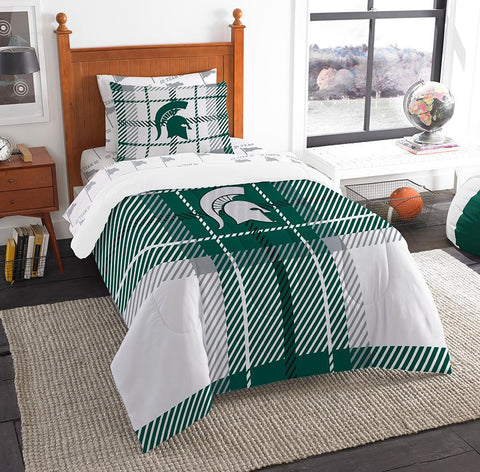 Michigan State Spartans Ncaa Twin Comforter Bed In A Bag (soft & Cozy) (64in X 86in)