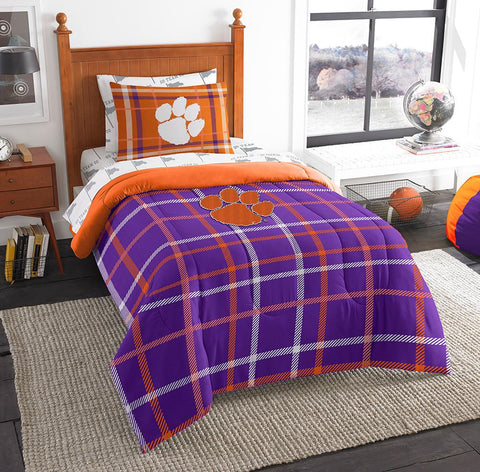 Clemson Tigers Ncaa Twin Comforter Bed In A Bag (soft & Cozy) (64in X 86in)