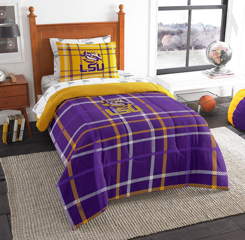 Lsu Tigers Ncaa Twin Comforter Bed In A Bag (soft & Cozy) (64in X 86in)