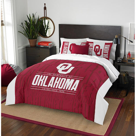 Oklahoma Sooners Ncaa Full Comforter Set (modern Take Series) (86" X 86")