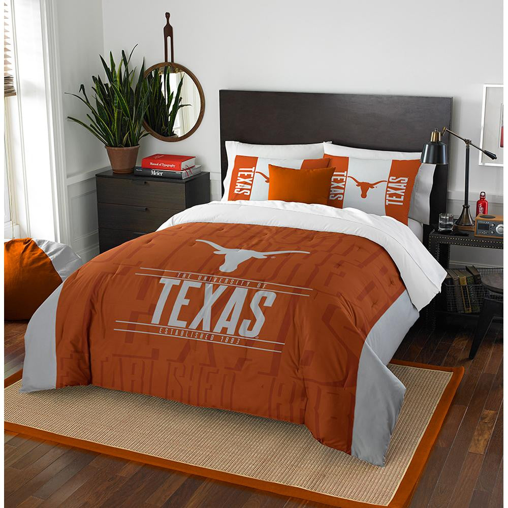 Texas Longhorns Ncaa Full Comforter Set (modern Take Series) (86" X 86")