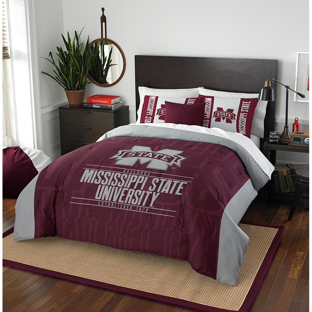 Mississippi State Bulldogs Ncaa Full Comforter Set (modern Take Series) (86" X 86")