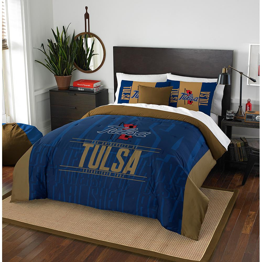 Tulsa Golden Hurricane Ncaa Full Comforter Set (modern Take Series) (86" X 86")