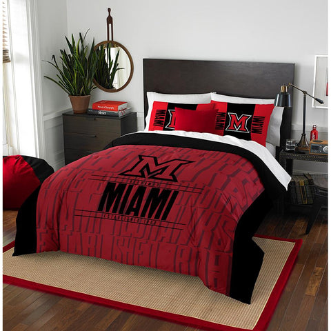 Miami Ohio Redhawks Ncaa Full Comforter Set (modern Take Series) (86" X 86")