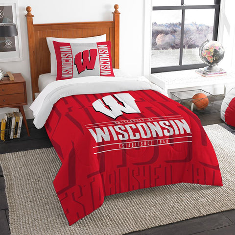 Wisconsin Badgers Ncaa Twin Comforter Set (modern Take Series) (64" X 86")