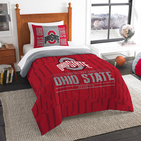 Ohio State Buckeyes Ncaa Twin Comforter Set (modern Take Series) (64" X 86")