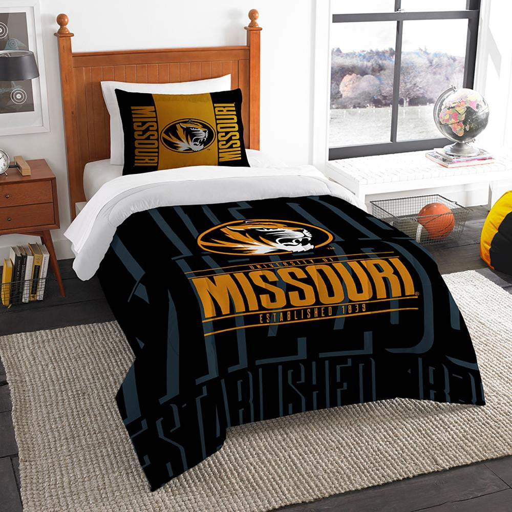 Missouri Tigers Ncaa Twin Comforter Set (modern Take Series) (64" X 86")