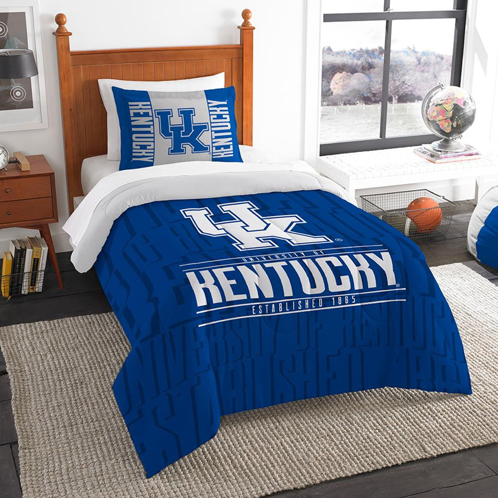 Kentucky Wildcats Ncaa Twin Comforter Set (modern Take Series) (64" X 86")