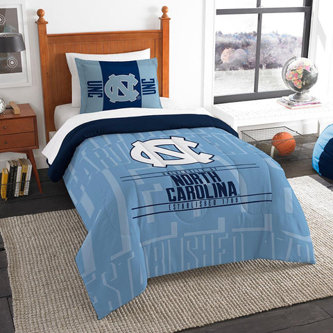 North Carolina Tar Heels Ncaa Twin Comforter Set (modern Take Series) (64" X 86")