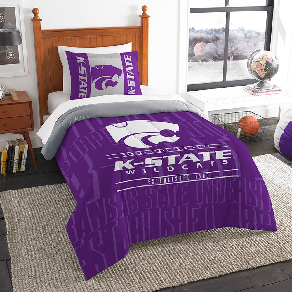 Kansas State Wildcats Ncaa Twin Comforter Set (modern Take Series) (64" X 86")