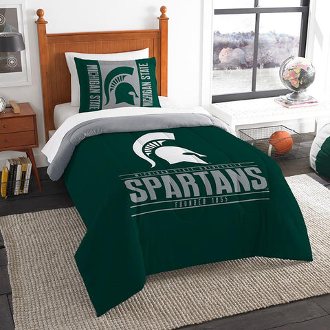 Michigan State Spartans Ncaa Twin Comforter Set (modern Take Series) (64" X 86")