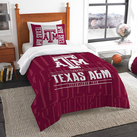 Texas A&m Aggies Ncaa Twin Comforter Set (modern Take Series) (64" X 86")