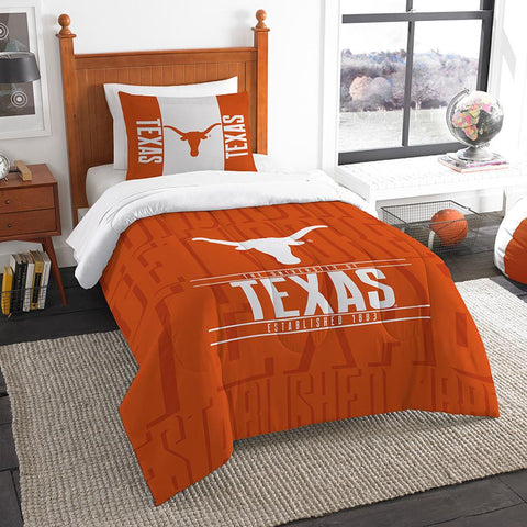 Texas Longhorns Ncaa Twin Comforter Set (modern Take Series) (64" X 86")