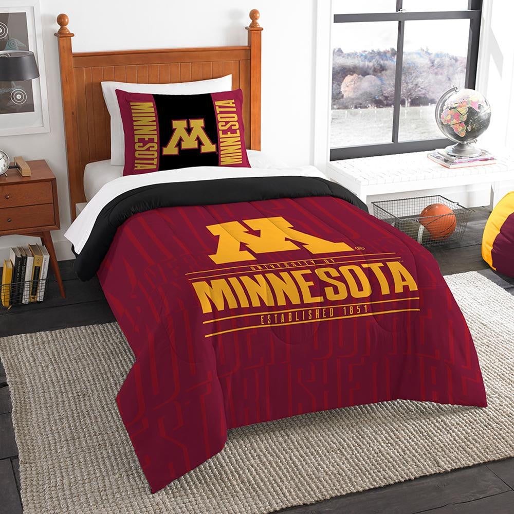 Minnesota Golden Gophers Ncaa Twin Comforter Set (modern Take Series) (64" X 86")