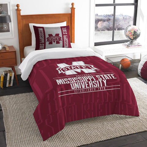 Mississippi State Bulldogs Ncaa Twin Comforter Set (modern Take Series) (64" X 86")