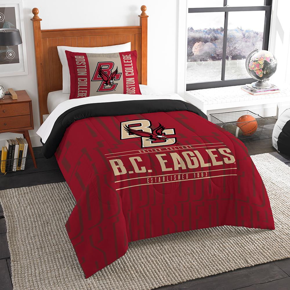 Boston College Eagles Ncaa Twin Comforter Set (modern Take Series) (64" X 86")