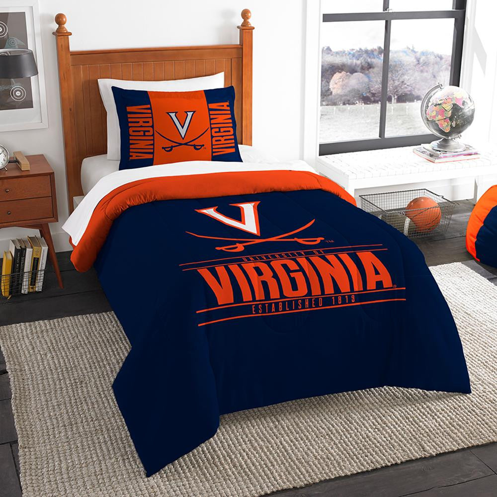 Virginia Cavaliers Ncaa Twin Comforter Set (modern Take Series) (64" X 86")