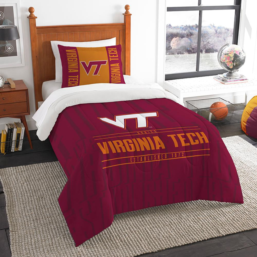 Virginia Tech Hokies Ncaa Twin Comforter Set (modern Take Series) (64" X 86")