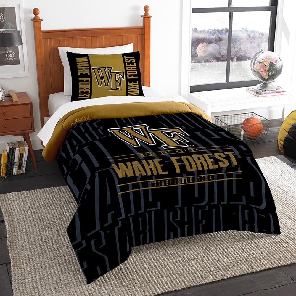 Wake Forest Demon Deacons Ncaa Twin Comforter Set (modern Take Series) (64" X 86")