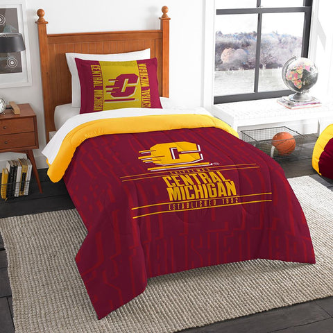 Central Michigan Chippewas Ncaa Twin Comforter Set (modern Take Series) (64" X 86")