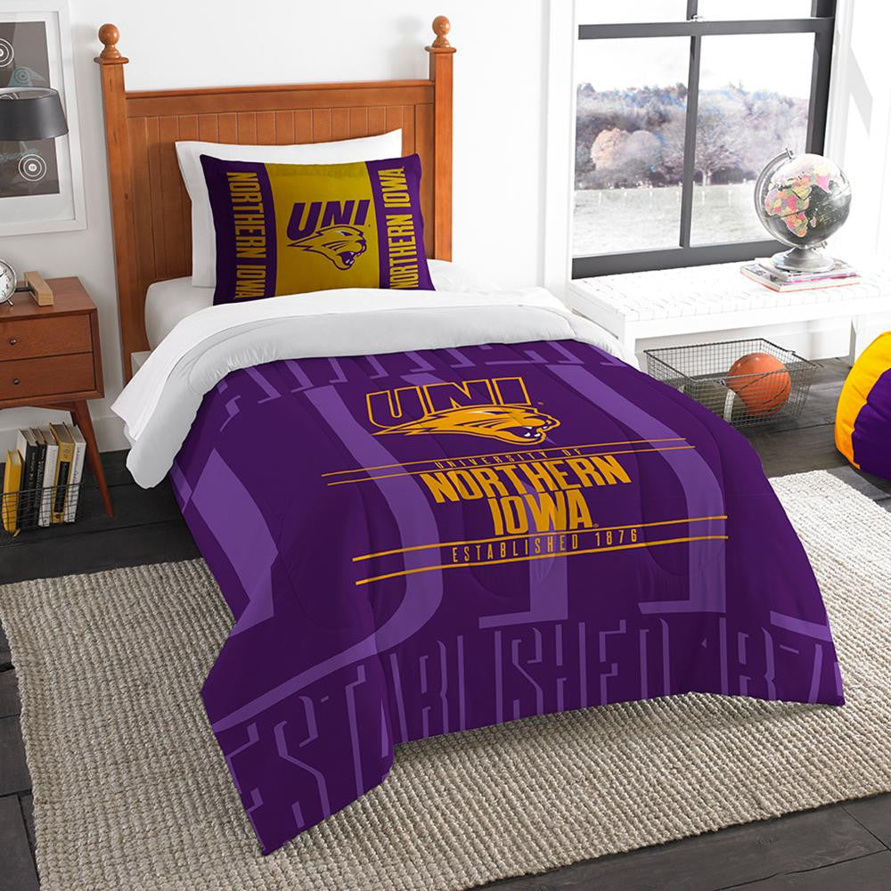 Northern Iowa Panthers Ncaa Twin Comforter Set (modern Take Series) (64" X 86")