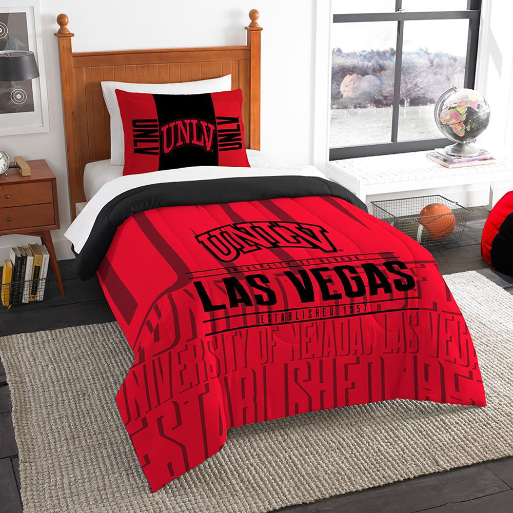 Unlv Runnin Rebels Ncaa Twin Comforter Set (modern Take Series) (64" X 86")