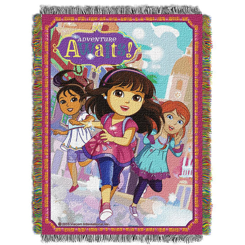 Dora The Explorer "adventure Awaits"  Woven Tapestry Throw (48inx60in)