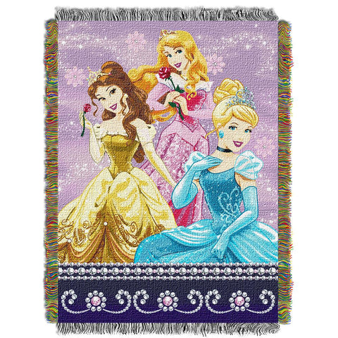 Disney Princess "sparkle Dream"  Woven Tapestry Throw (48inx60in)