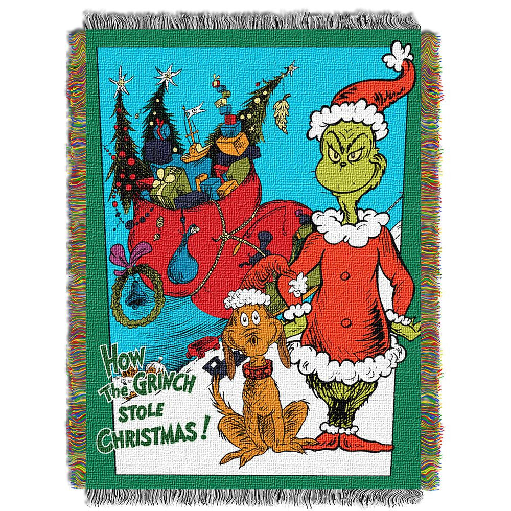 Dr. Suess "christmas Smile"  Woven Tapestry Throw (48inx60in)