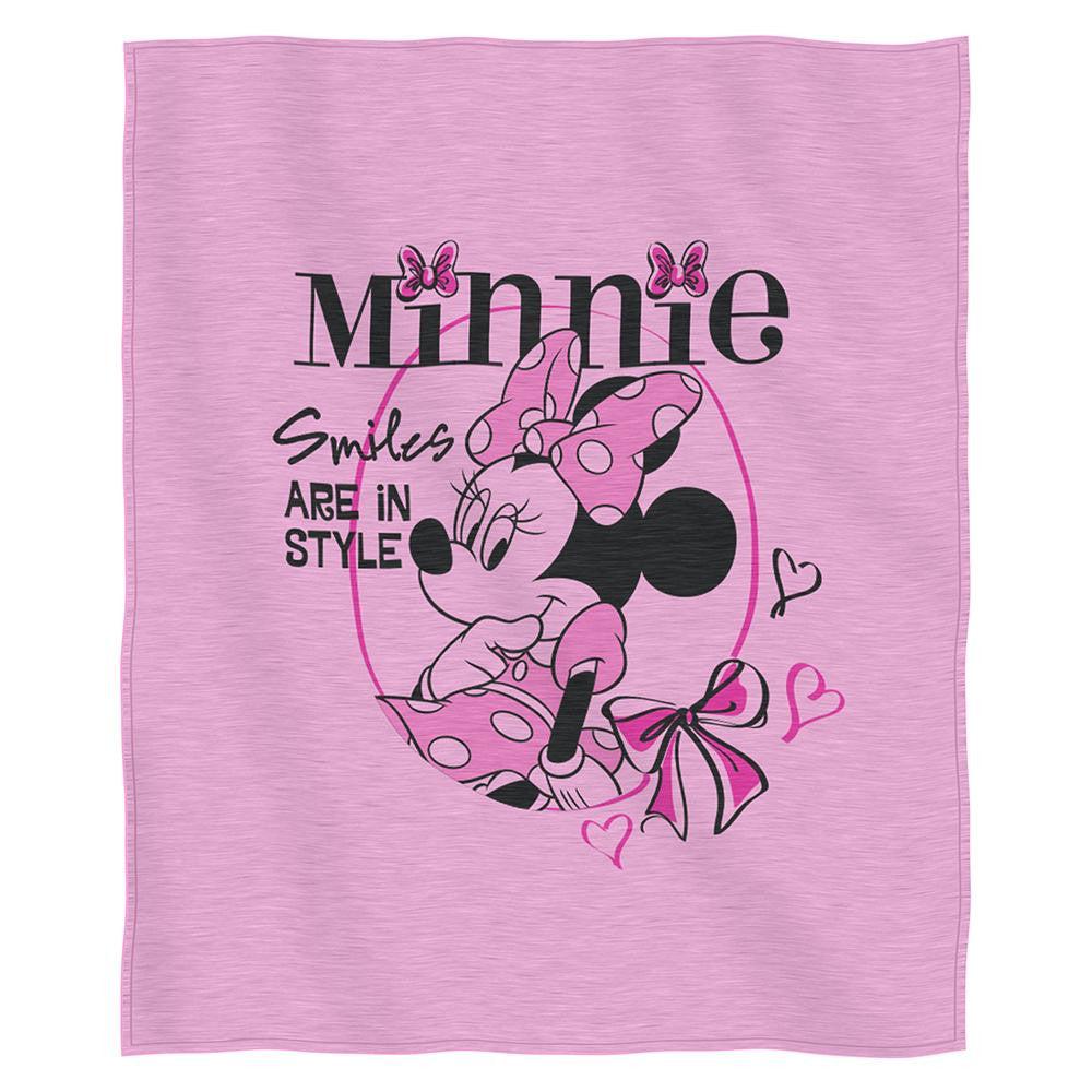 Minnie Mouse "smiles In Style"  Sweatshirt Throw (50" X 60")