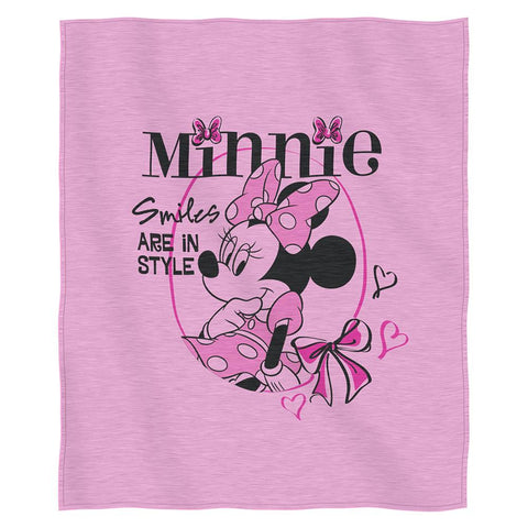 Minnie Mouse "smiles In Style"  Sweatshirt Throw (50" X 60")