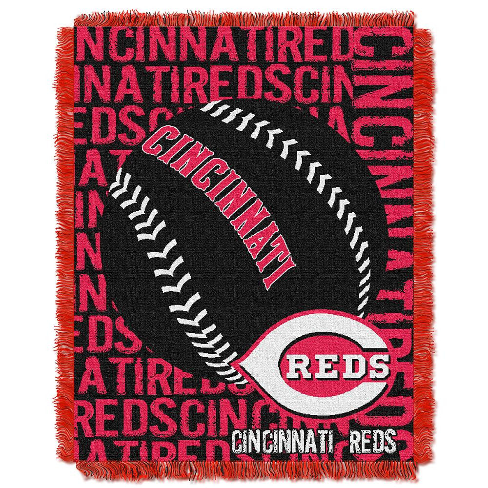 Cincinnati Reds MLB Triple Woven Jacquard Throw (Double Play) (48x60)