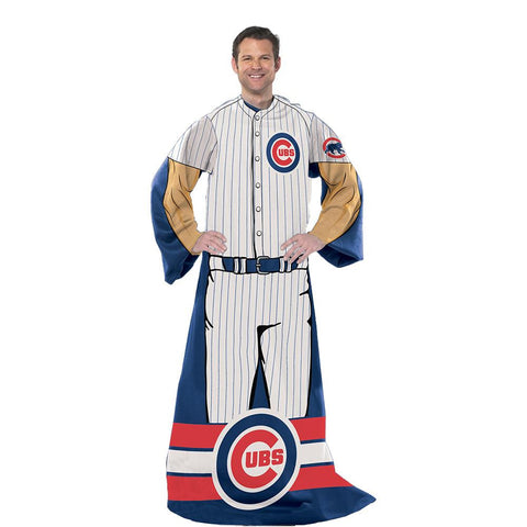 Chicago Cubs MLB Adult Uniform Comfy Throw Blanket w- Sleeves