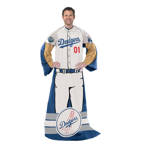 Los Angeles Dodgers MLB Adult Uniform Comfy Throw Blanket w- Sleeves