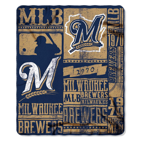 Milwaukee Brewers MLB Light Weight Fleece Blanket (Strength Series) (50inx60in)