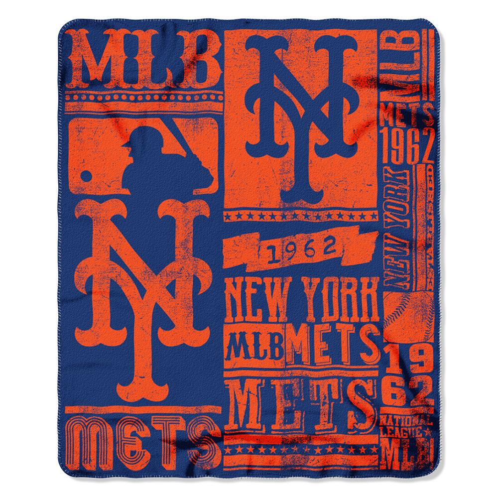 New York Mets Mlb Light Weight Fleece Blanket (strength Series) (50inx60in)