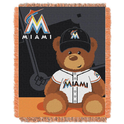 Miami Marlins MLB Triple Woven Jacquard Throw (Field Baby Series) (36x48)