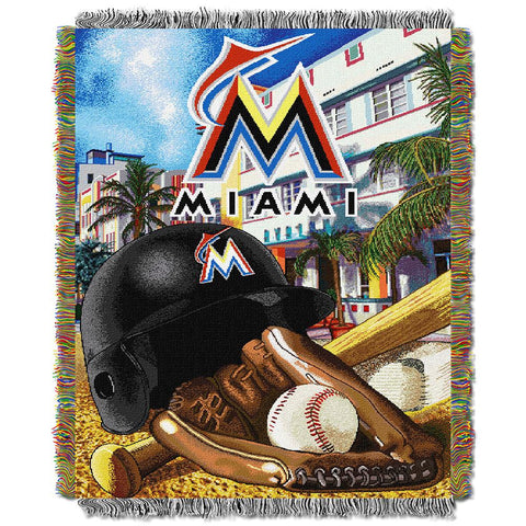 Miami Marlins MLB Woven Tapestry Throw (Home Field Advantage) (48x60)