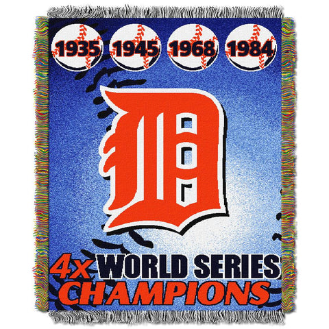Detroit Tigers MLB World Series Commemorative Woven Tapestry Throw (48x60)